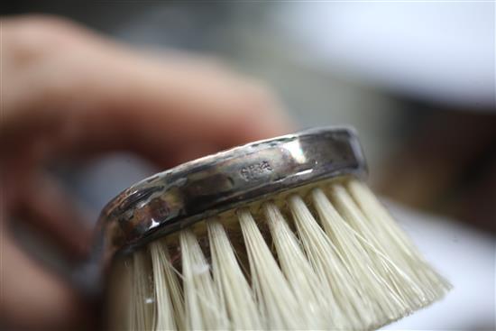 An early 20th century Japanese silver soap box and a clothes brush, box 4.25in.